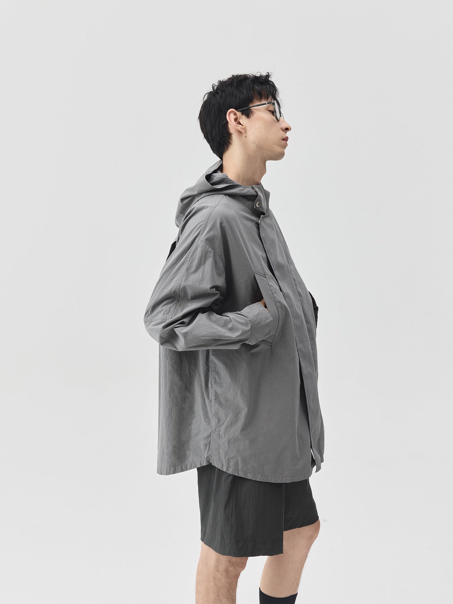 Washed Workwear Style Long Jacket