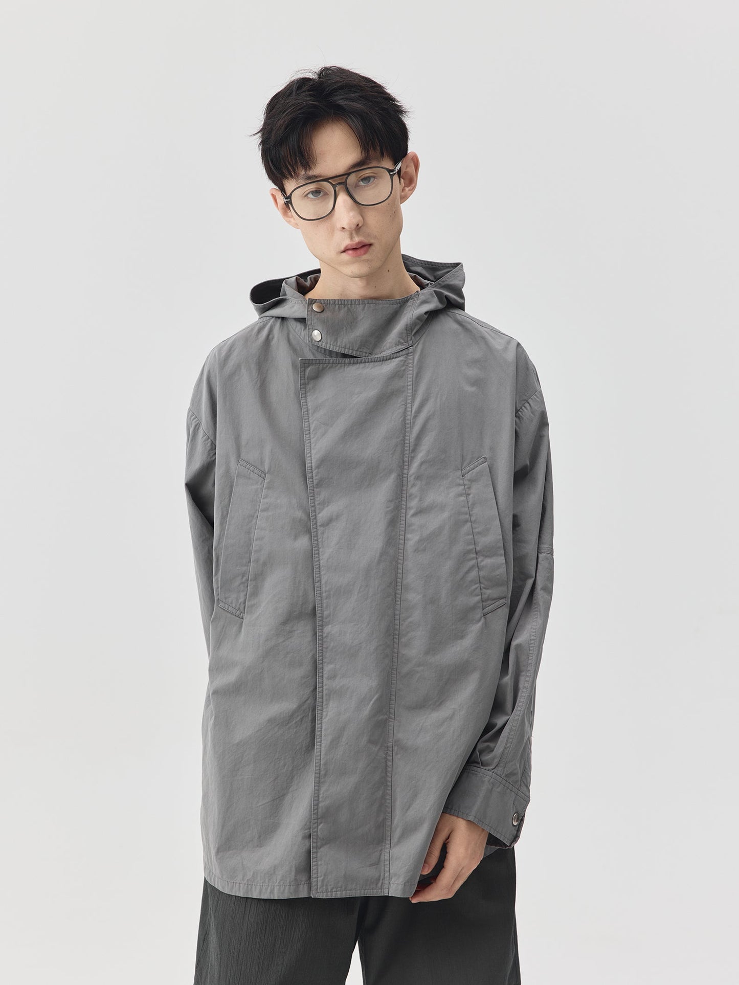 Washed Workwear Style Long Jacket