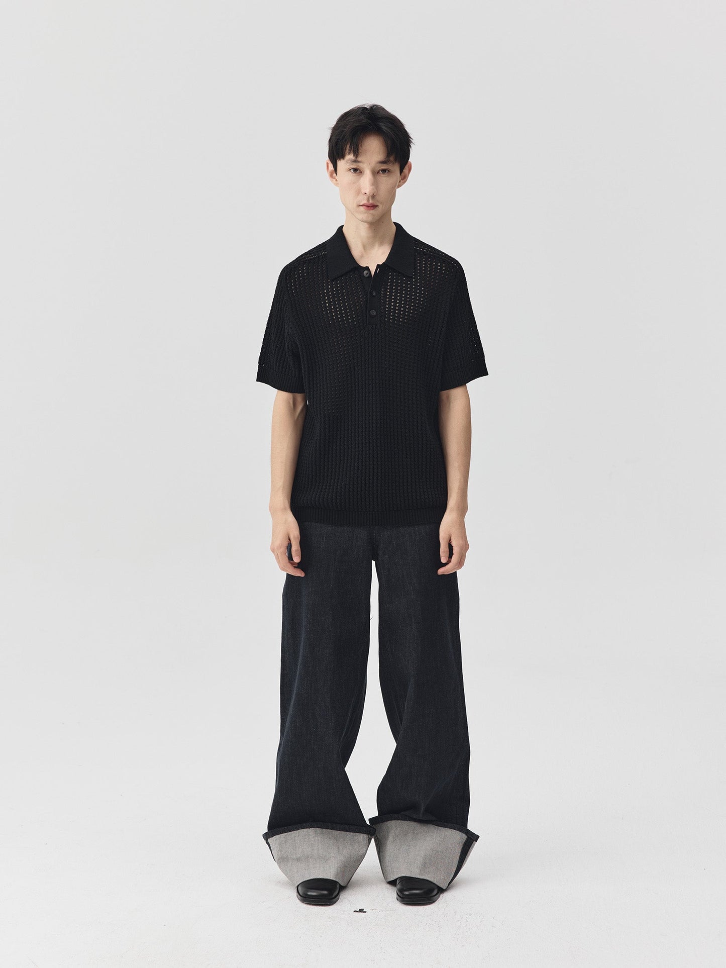 Folding Hem Raw Denim Jeans
