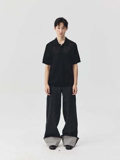 Folding Hem Raw Denim Jeans