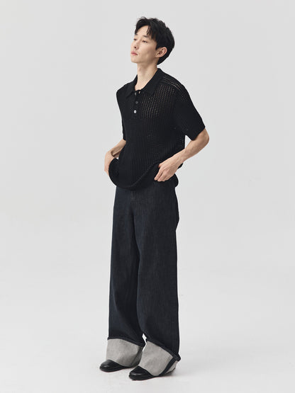 Folding Hem Raw Denim Jeans