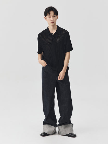 Folding Hem Raw Denim Jeans