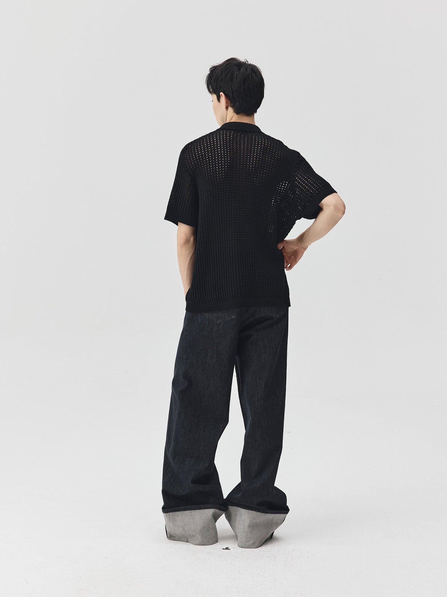 Folding Hem Raw Denim Jeans