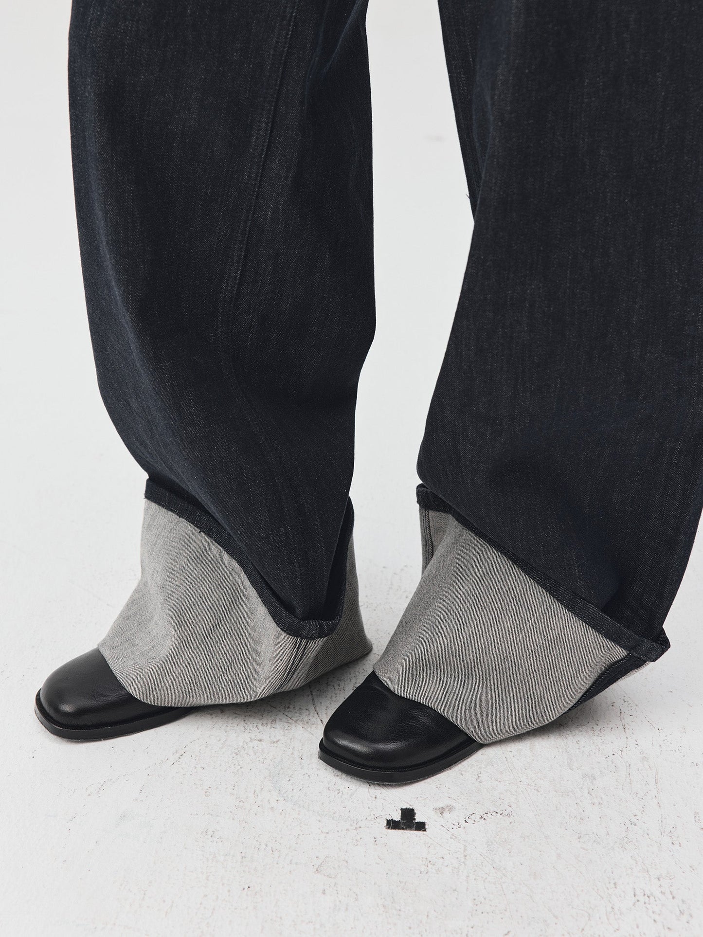 Folding Hem Raw Denim Jeans