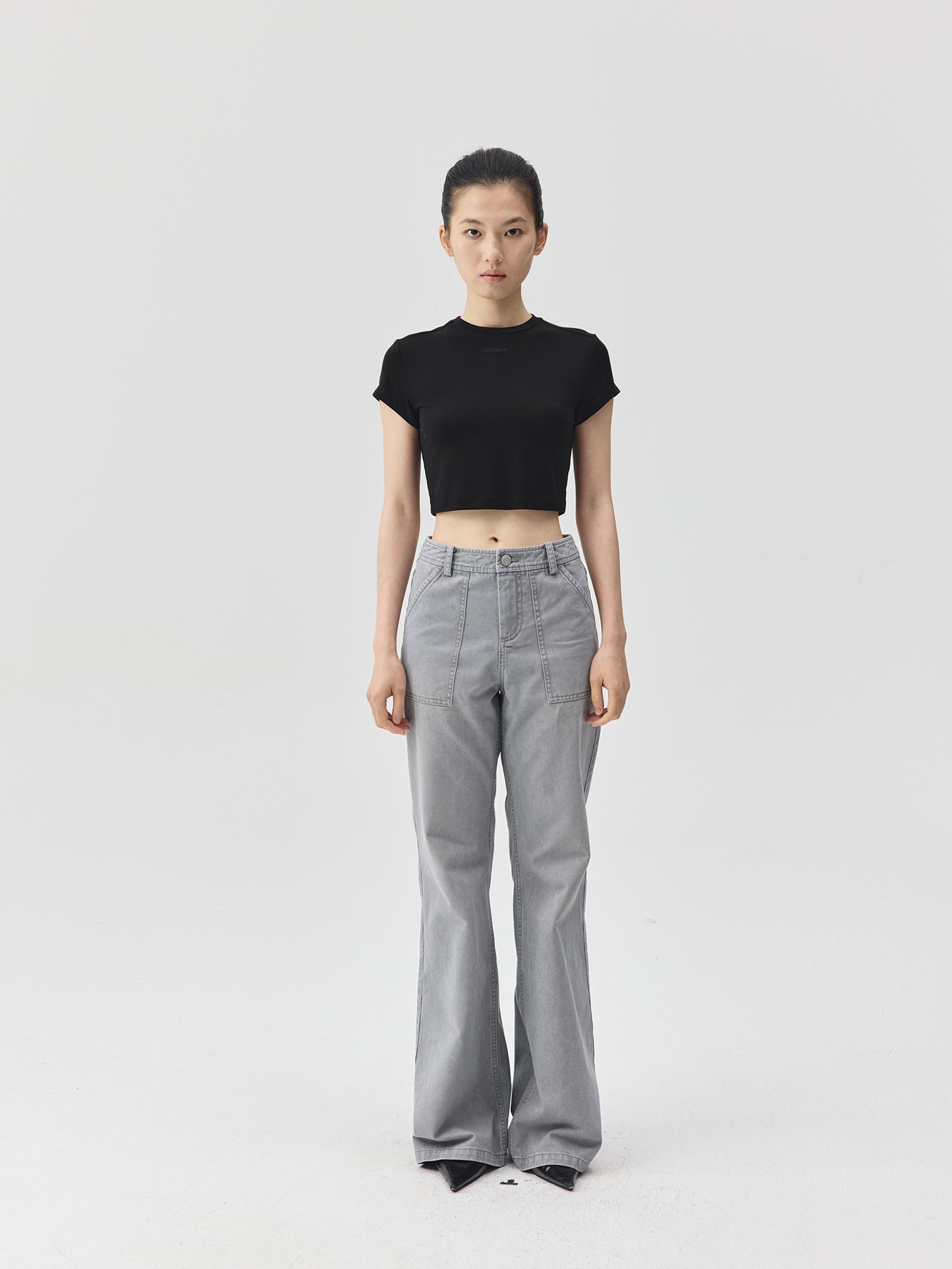 Cropped Stretch Jersey Short-Sleeve T-Shirt