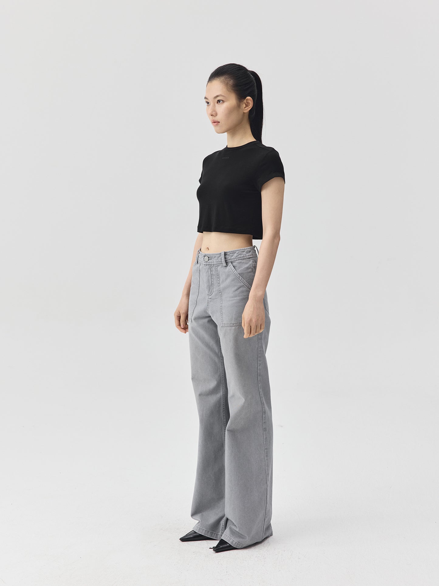 Cropped Stretch Jersey Short-Sleeve T-Shirt