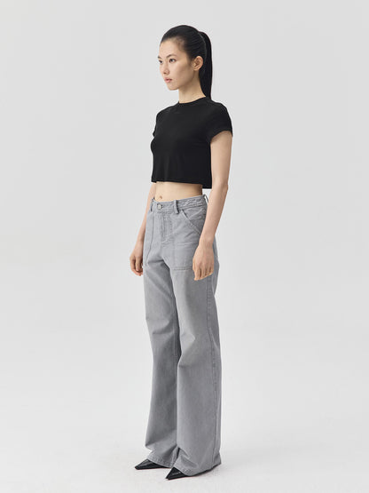 Snow Pattern Grey Jeans