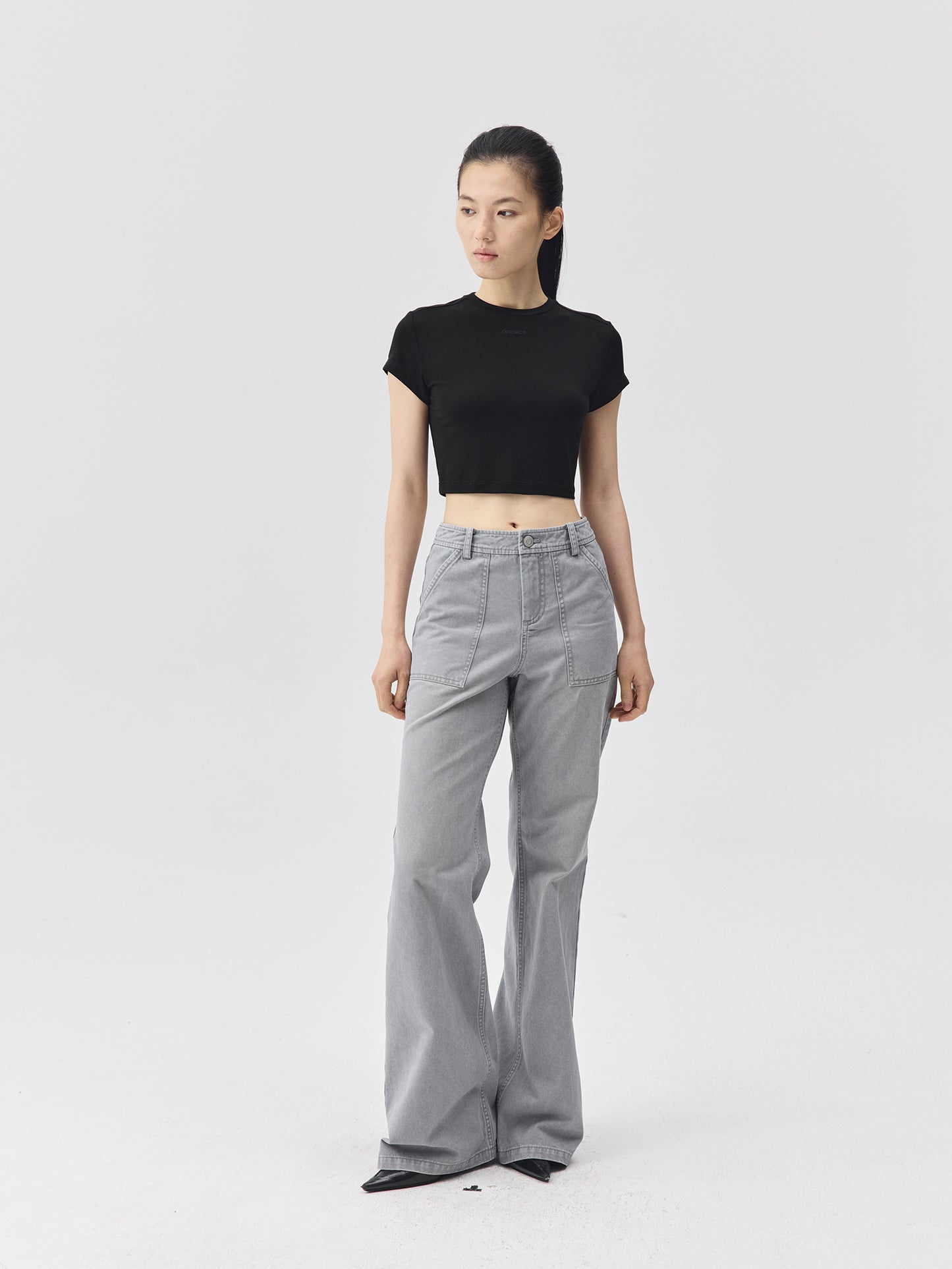 Cropped Stretch Jersey Short-Sleeve T-Shirt