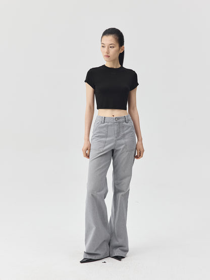 Cropped Stretch Jersey Short-Sleeve T-Shirt