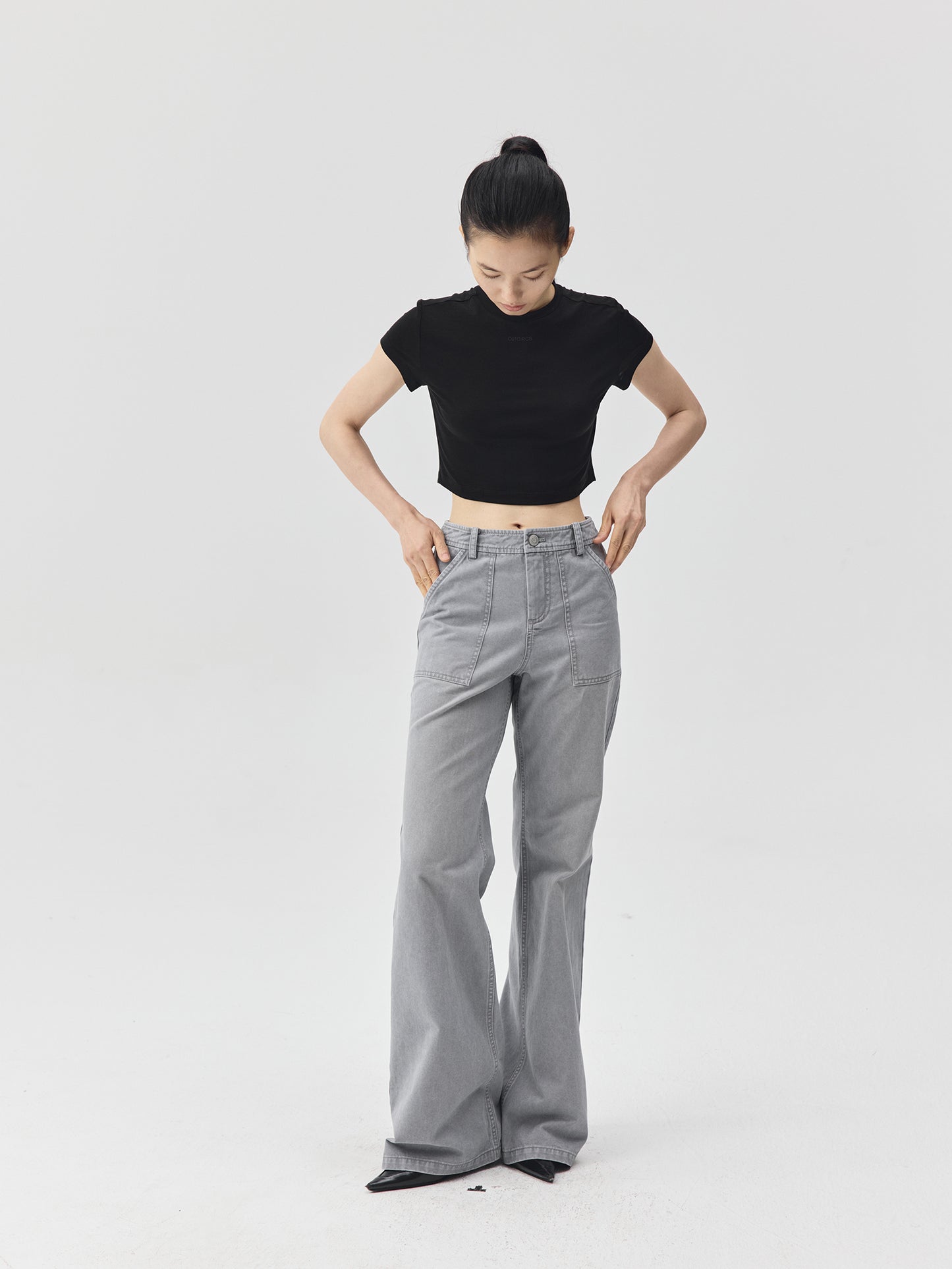 Cropped Stretch Jersey Short-Sleeve T-Shirt