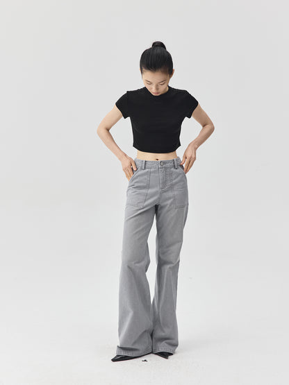 Cropped Stretch Jersey Short-Sleeve T-Shirt
