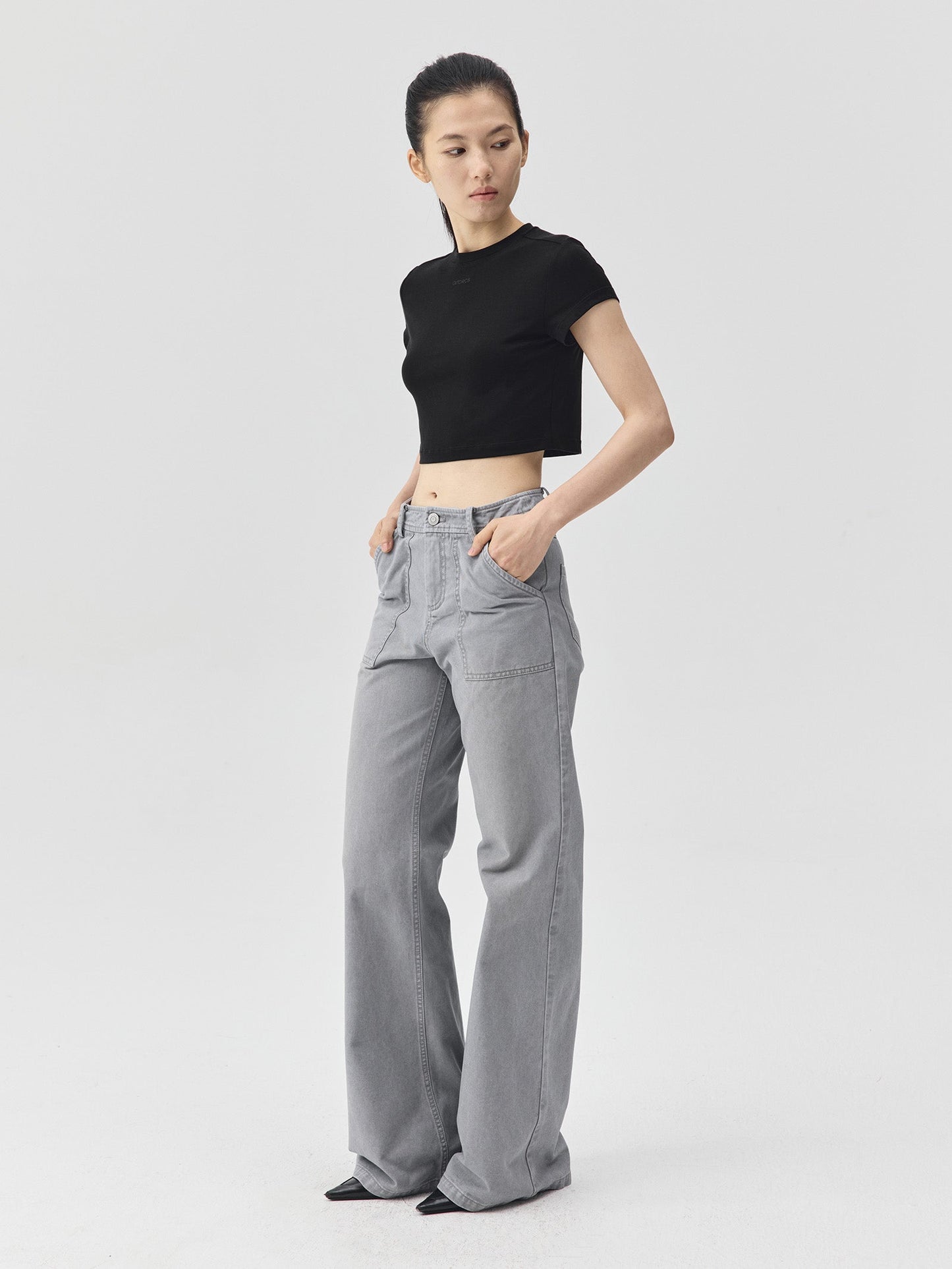 Snow Pattern Grey Jeans