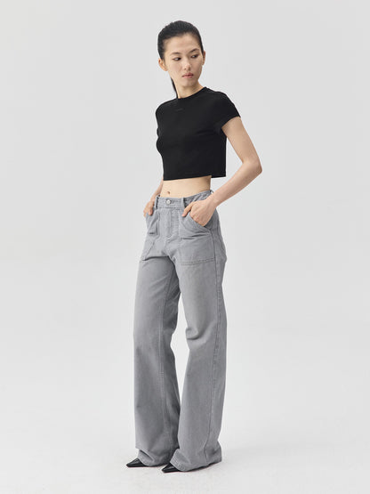 Snow Pattern Grey Jeans