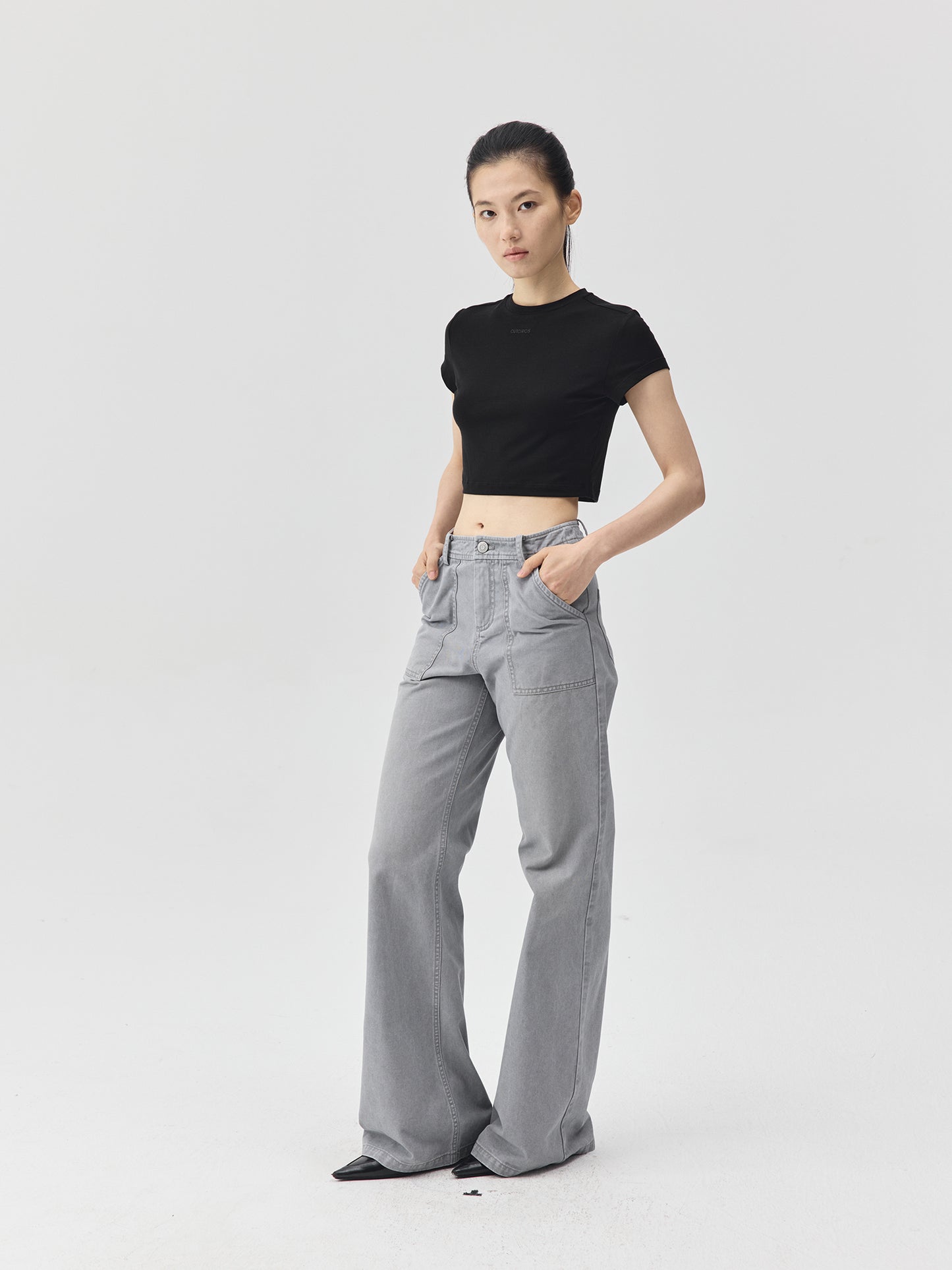 Cropped Stretch Jersey Short-Sleeve T-Shirt