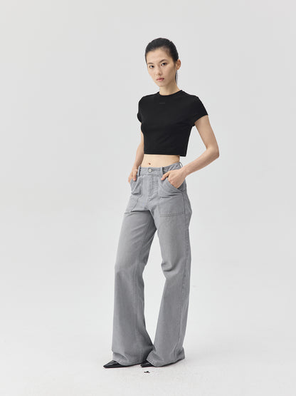 Cropped Stretch Jersey Short-Sleeve T-Shirt