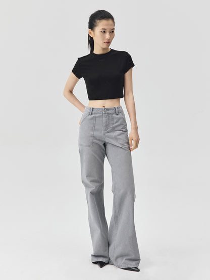 Cropped Stretch Jersey Short-Sleeve T-Shirt