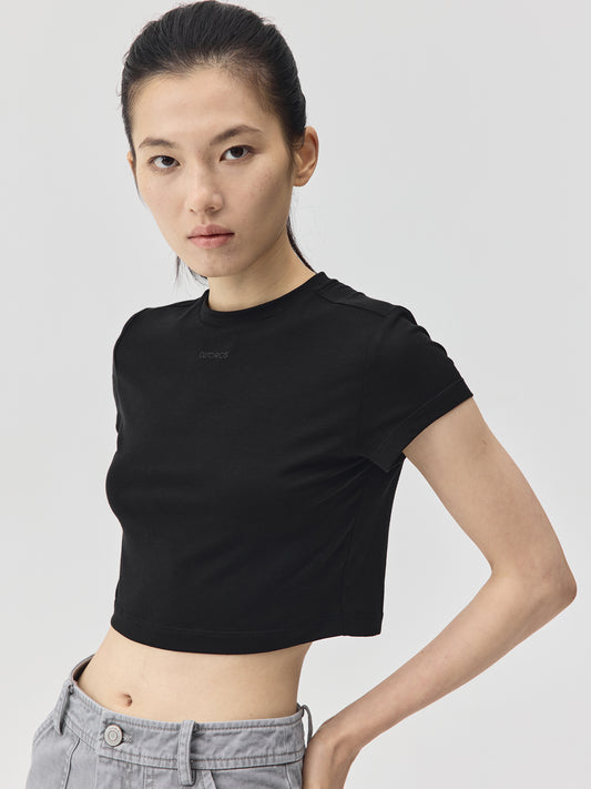 Cropped Stretch Jersey Short-Sleeve T-Shirt