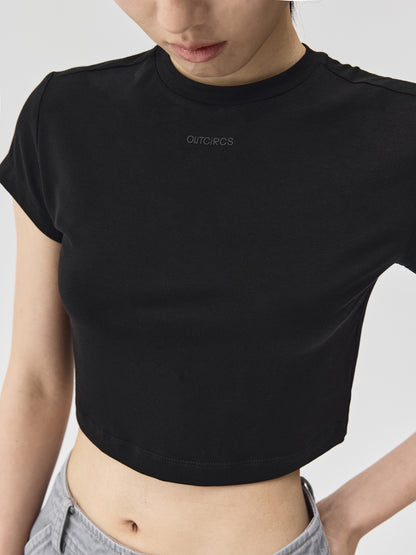 Cropped Stretch Jersey Short-Sleeve T-Shirt