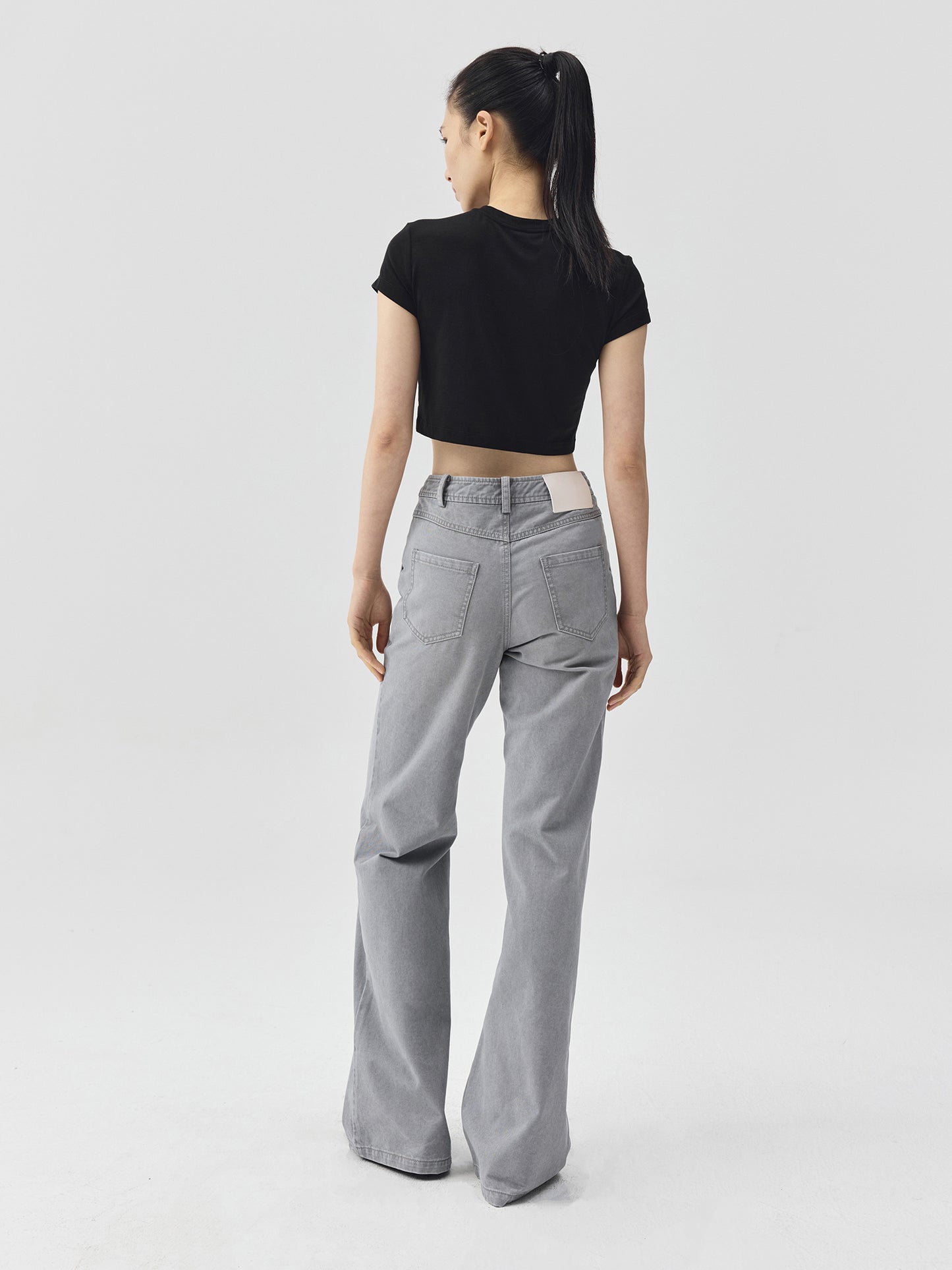 Cropped Stretch Jersey Short-Sleeve T-Shirt