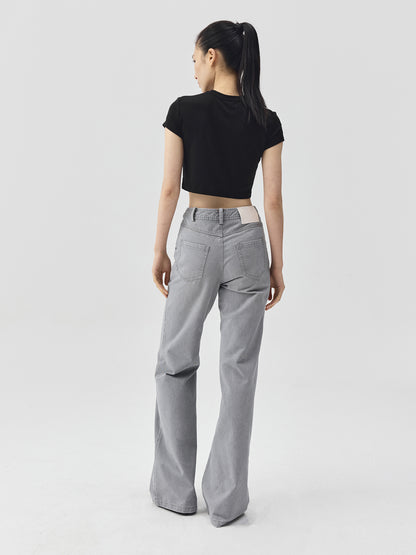 Cropped Stretch Jersey Short-Sleeve T-Shirt