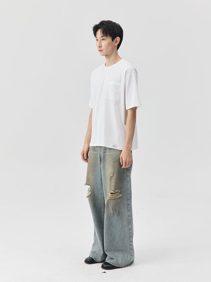 Destroyed Dirt Wash Wide Leg Jeans