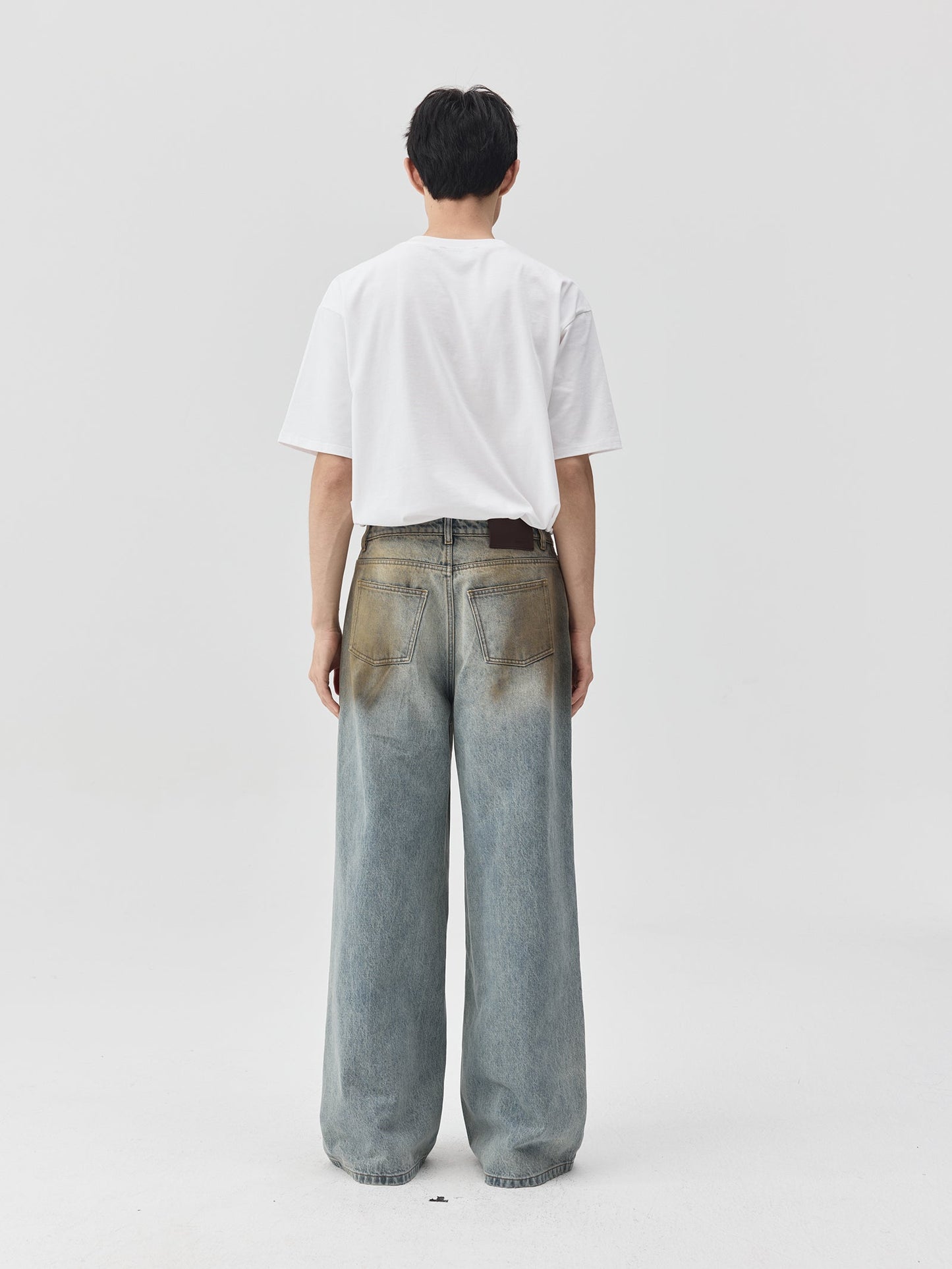 Destroyed Dirt Wash Wide Leg Jeans