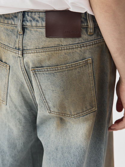 Destroyed Dirt Wash Wide Leg Jeans