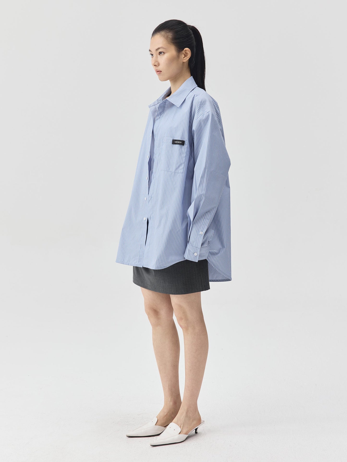 Blue Stripes Logo Front Pocket Shirt
