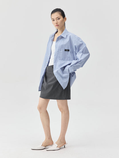 Blue Stripes Logo Front Pocket Shirt