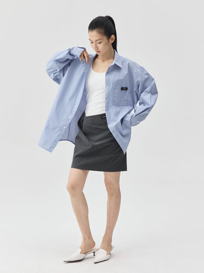 Blue Stripes Logo Front Pocket Shirt