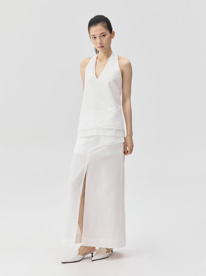 V-Neck Halter Open-Back Top