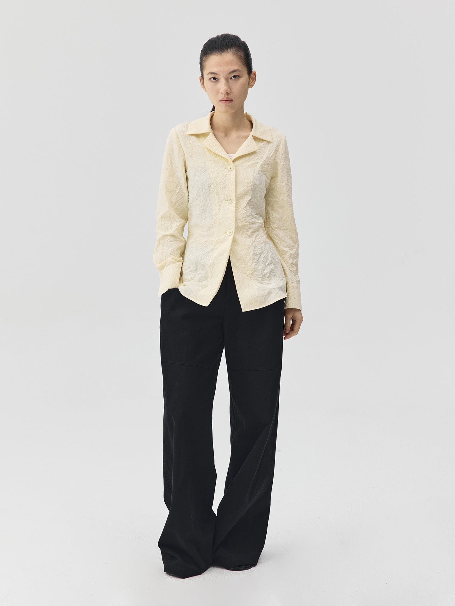 Wide-Leg Trousers with Draped Pockets