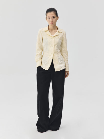 Wide-Leg Trousers with Draped Pockets