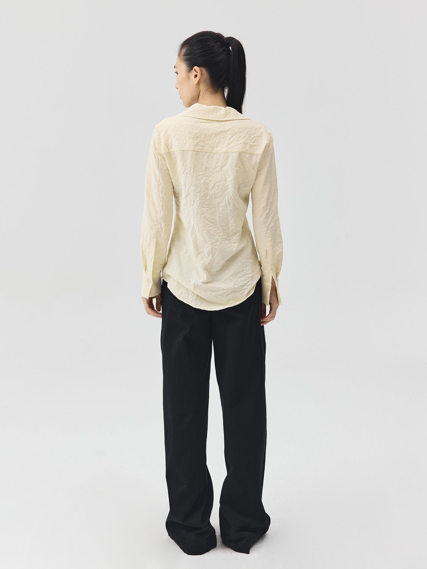 Wide-Leg Trousers with Draped Pockets