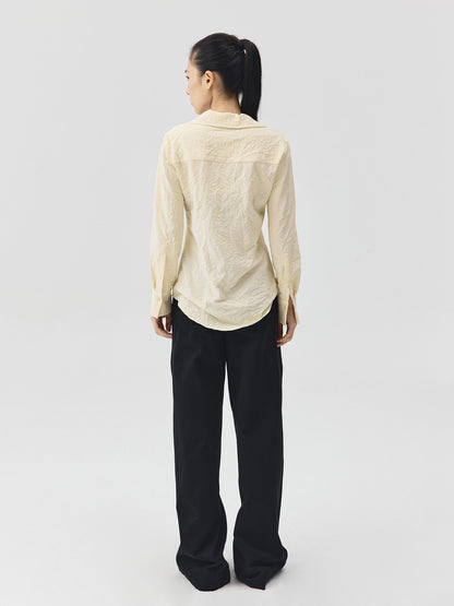 Wide-Leg Trousers with Draped Pockets