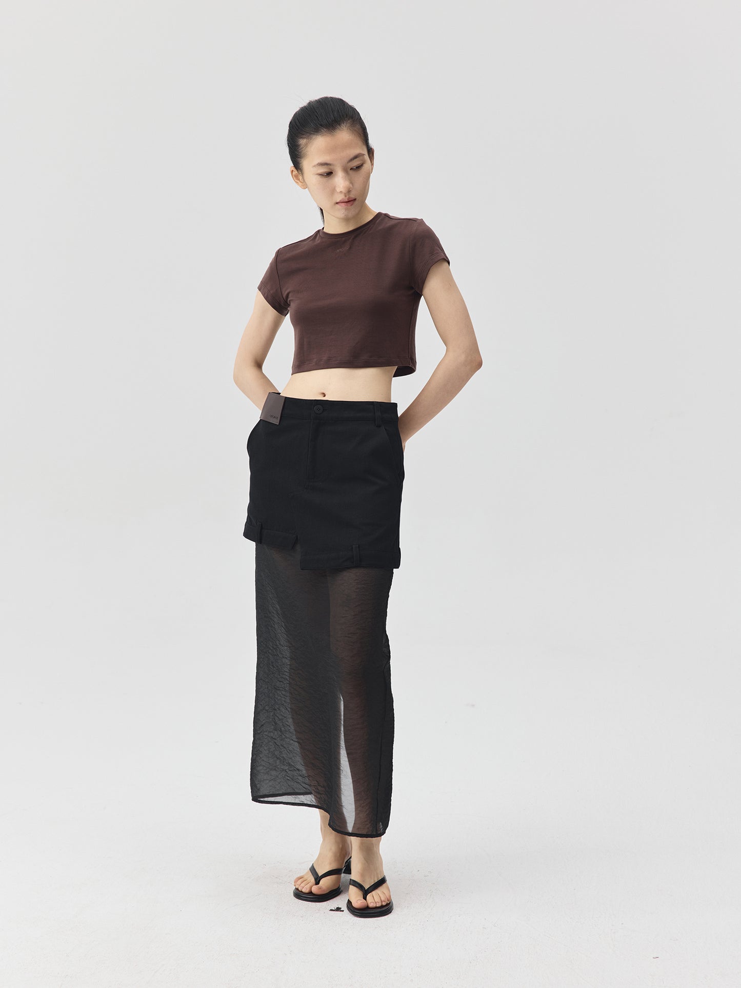 Cropped Stretch Jersey Short-Sleeve T-Shirt