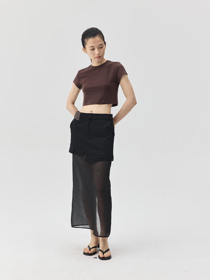 Cropped Stretch Jersey Short-Sleeve T-Shirt
