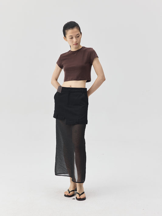 Cropped Stretch Jersey Short-Sleeve T-Shirt