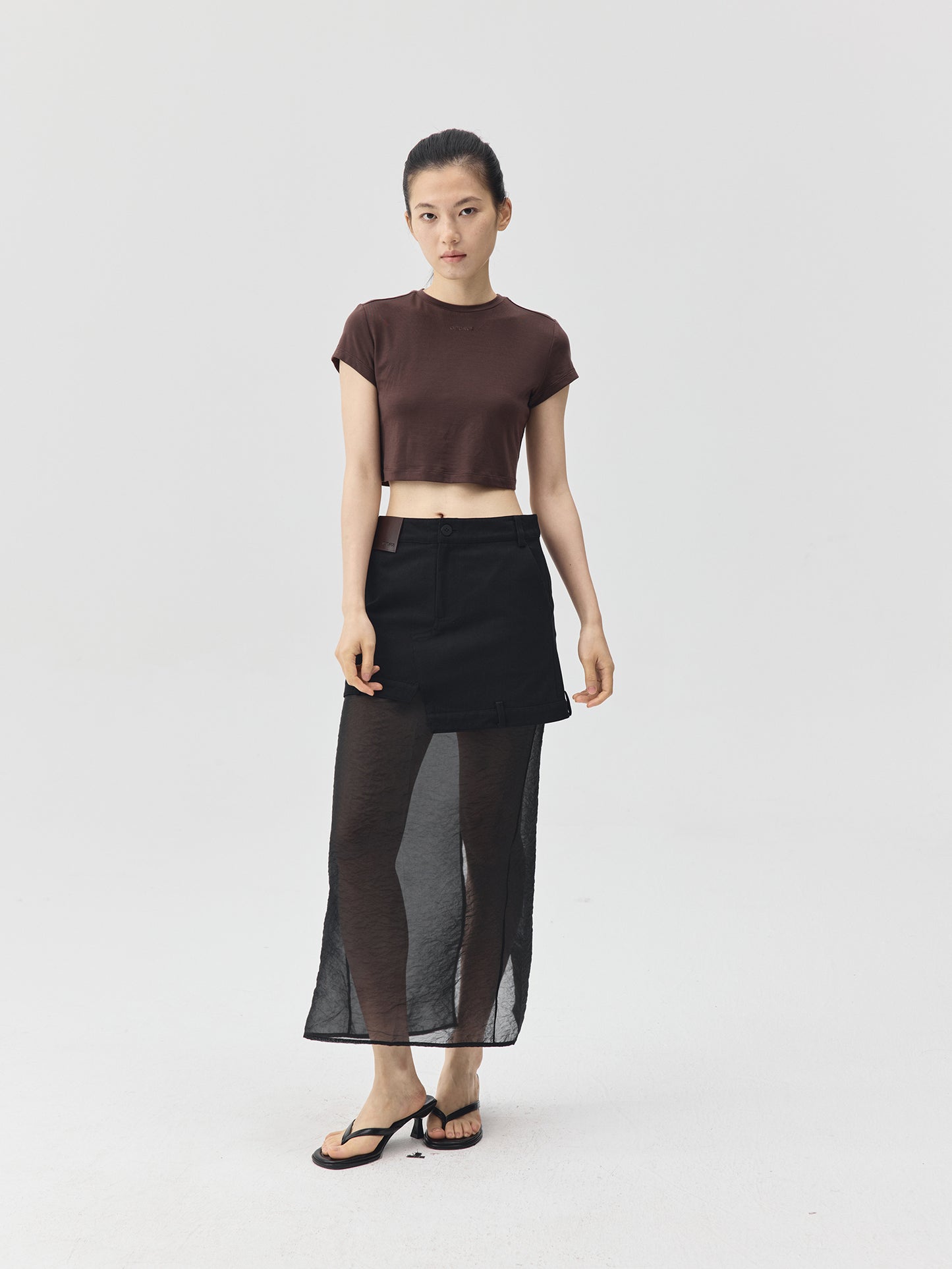 Cropped Stretch Jersey Short-Sleeve T-Shirt