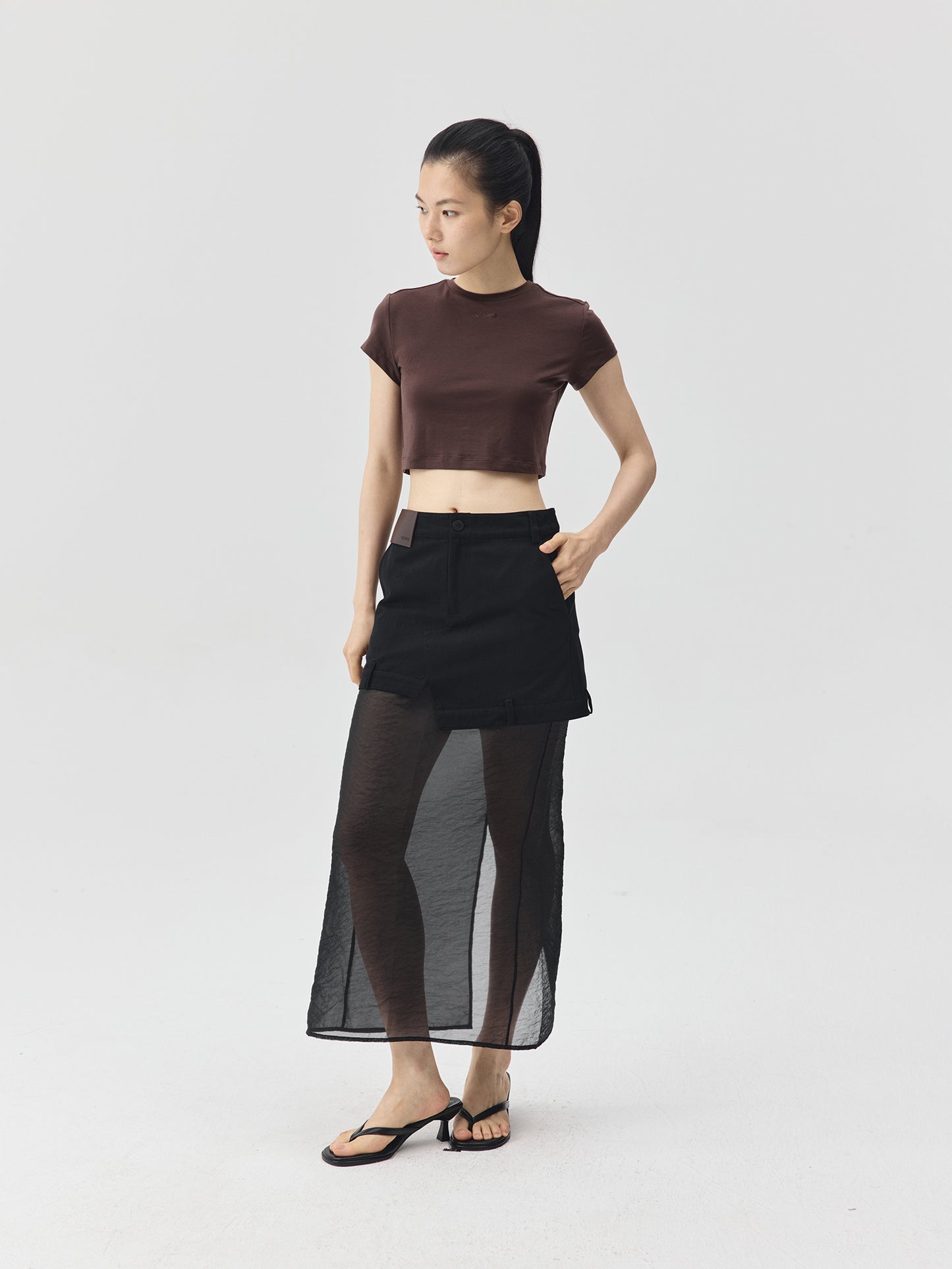 Cropped Stretch Jersey Short-Sleeve T-Shirt