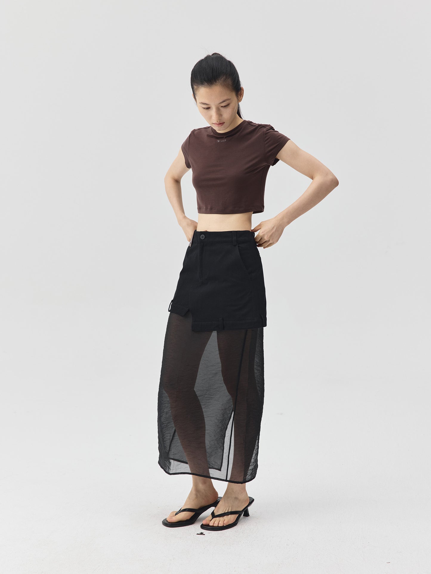 Cropped Stretch Jersey Short-Sleeve T-Shirt