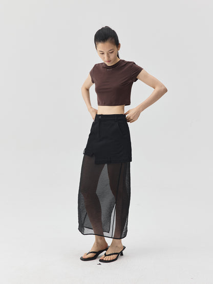 Cropped Stretch Jersey Short-Sleeve T-Shirt