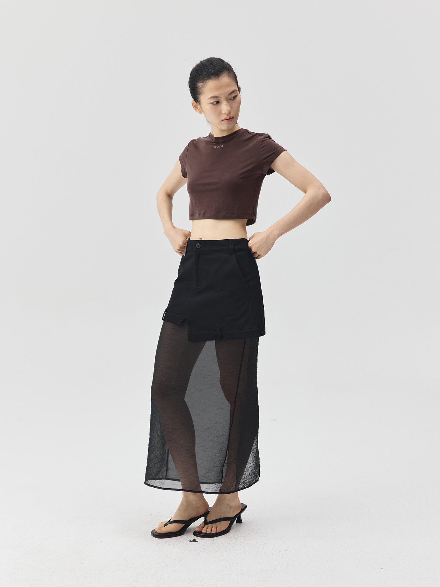Cropped Stretch Jersey Short-Sleeve T-Shirt