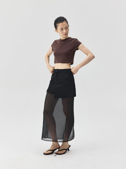 Cropped Stretch Jersey Short-Sleeve T-Shirt