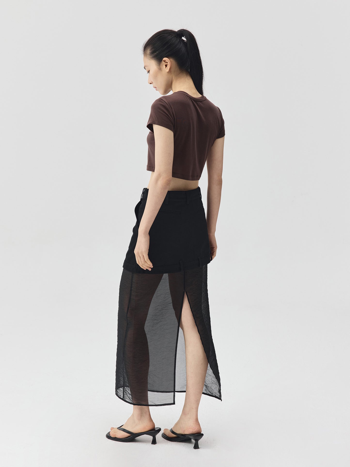 Cropped Stretch Jersey Short-Sleeve T-Shirt
