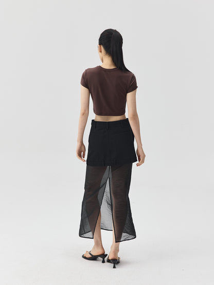 Cropped Stretch Jersey Short-Sleeve T-Shirt
