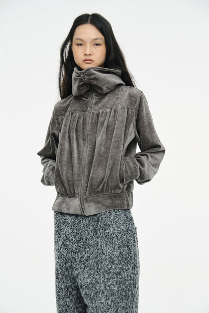 SHIRRING ZIP UP / GRAY
