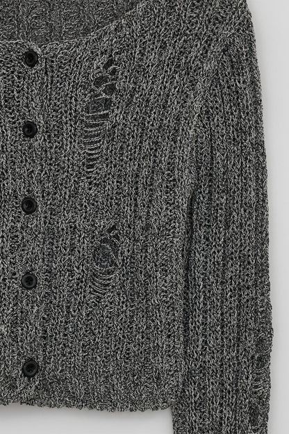 DAMAGE CROP CARDIGAN GREY