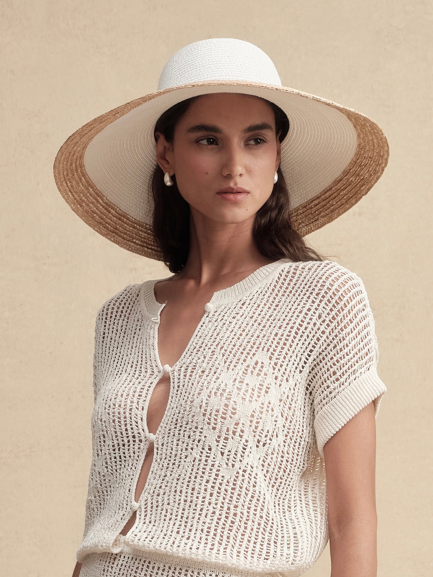 White-Topped Wide Brim Fedora