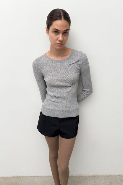 SLIM RIBBED SNAP KNIT